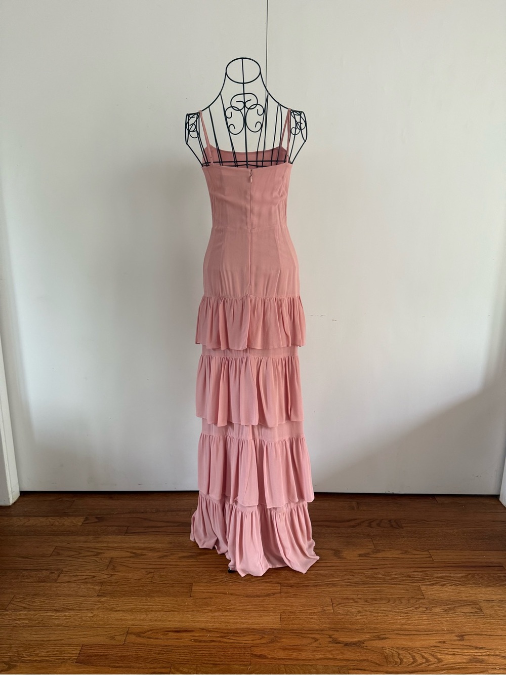 Reformation Foxglove Dress Tiered Spaghetti-Strap Maxi in Blush Size 0 - Picture 5 of 12